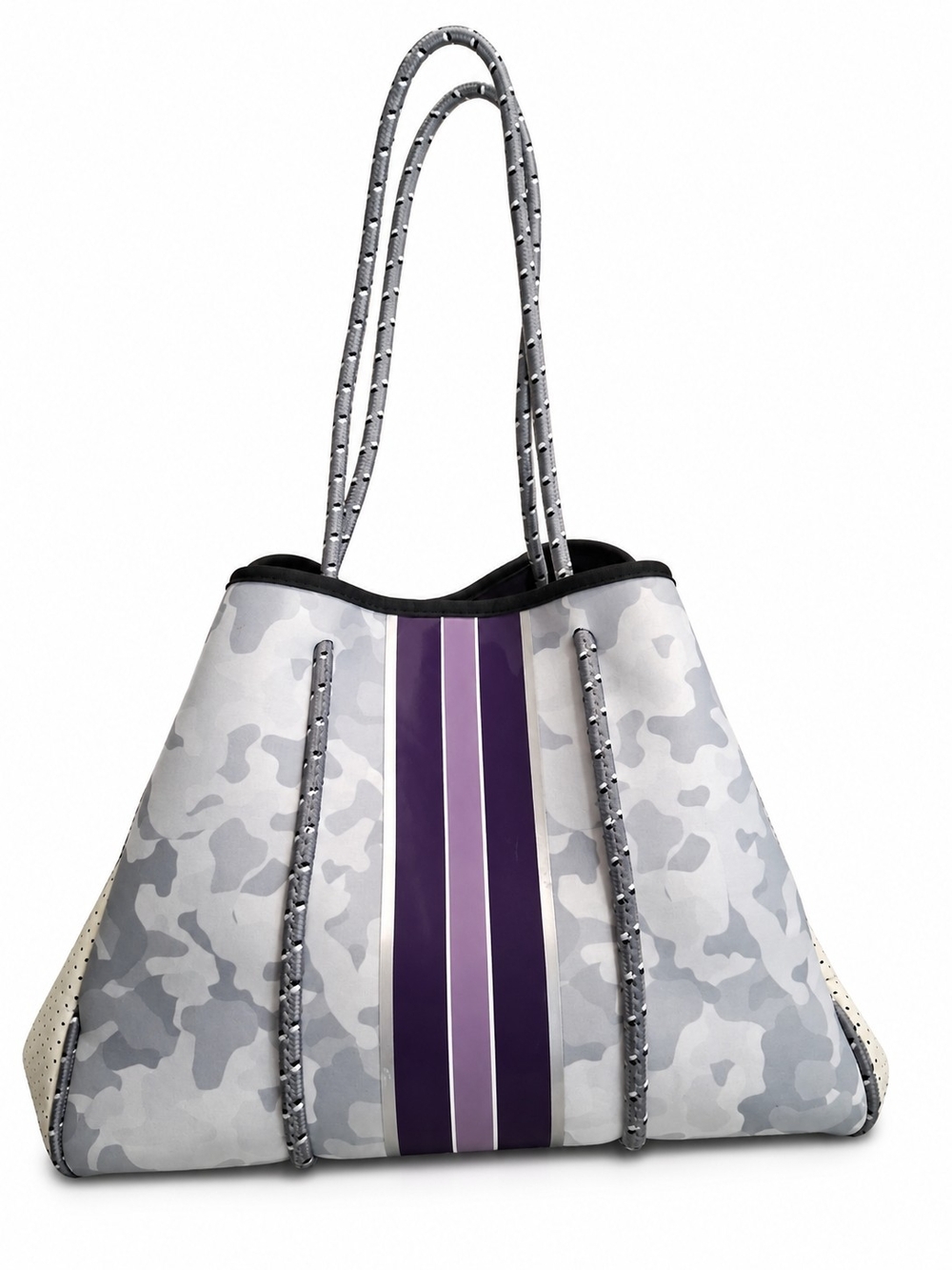 Taylor Gray Kenni Neoprene Tote Bag Gray Camo Oversized Shoulder Bag Travel Pool